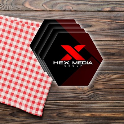 USA Made Premium Hexagon Paper Coasters (3.75x4.25") Bright White Board Stock