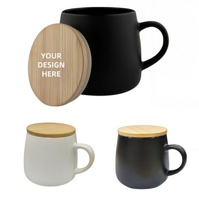 11-Ounce Ceramic Mug With Bamboo lid