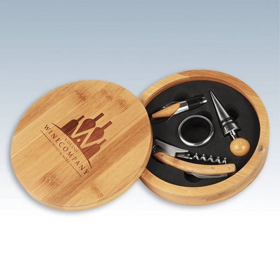 Bamboo 4 Piece Round Wine Set