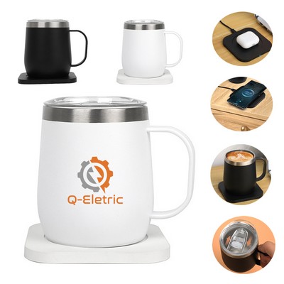 12oz Smart USB Charging 55 Degree Coffee Milk Ceramic Mug With Heating Pad