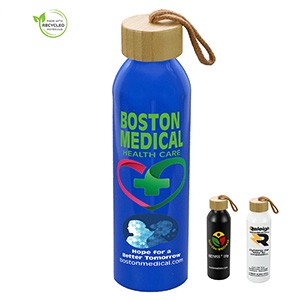 "WHITNEY" 22oz Recycled Aluminum Bottle With a Bamboo Lid