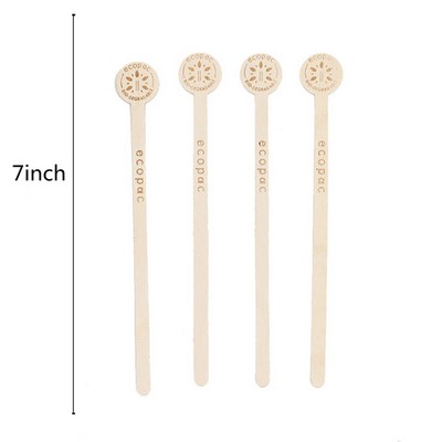 7" L Disposable Wood Round End Coffee Mixer Swizzle Drink Sticks